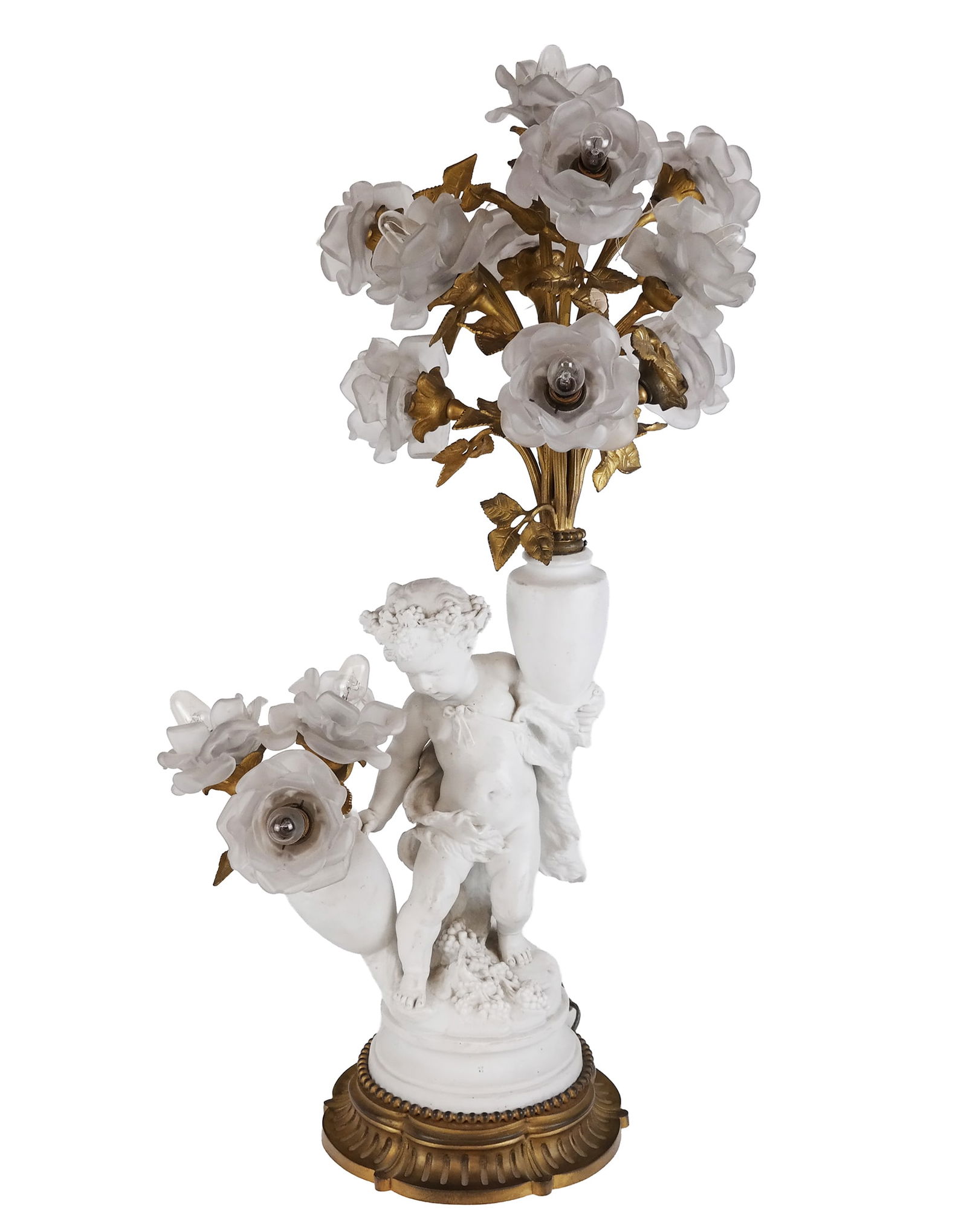 Ernest DUBOIS Biscuit Gilt & Metal Lamp of Bacchus (1 of 17)