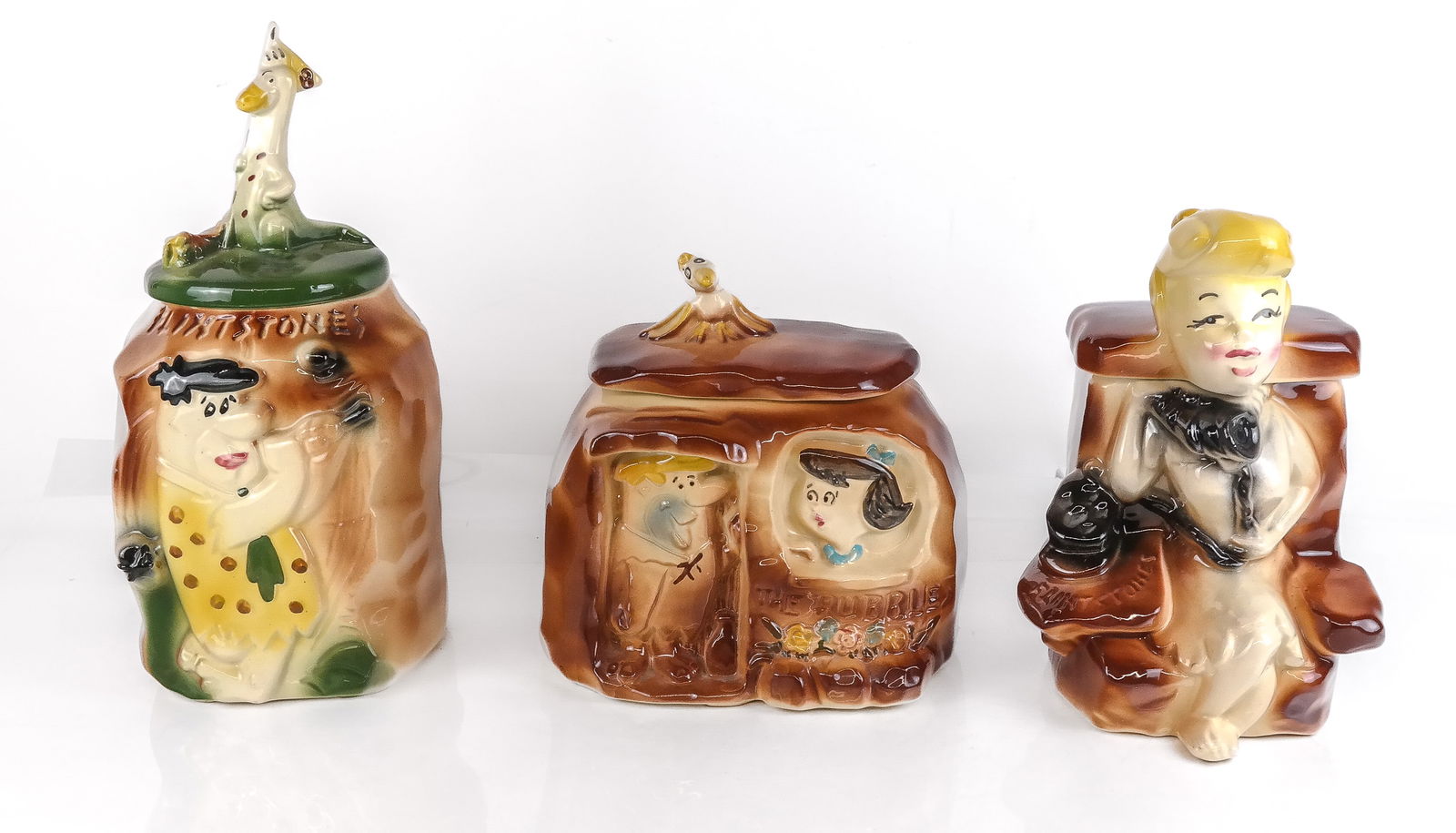 Three American Bisque Flintstone's Cookie Jars (1 of 9)