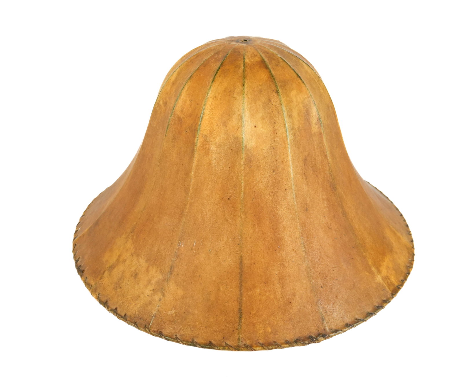 Rawhide Lampshade: Rawhide lampshade, 19th century, in the form of a bell with a whipstitch to lower. [13" H x 21" Diameter]. Condition is good with some wear commensurate with age.