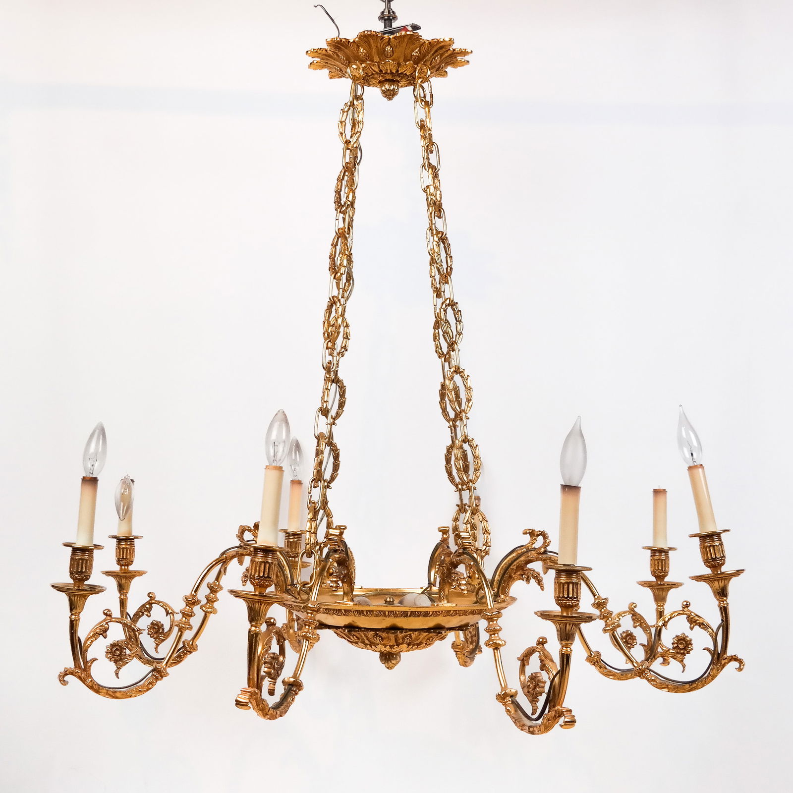 Rococo Revival Gilt Metal 8-Light Chandelier (1 of 11)