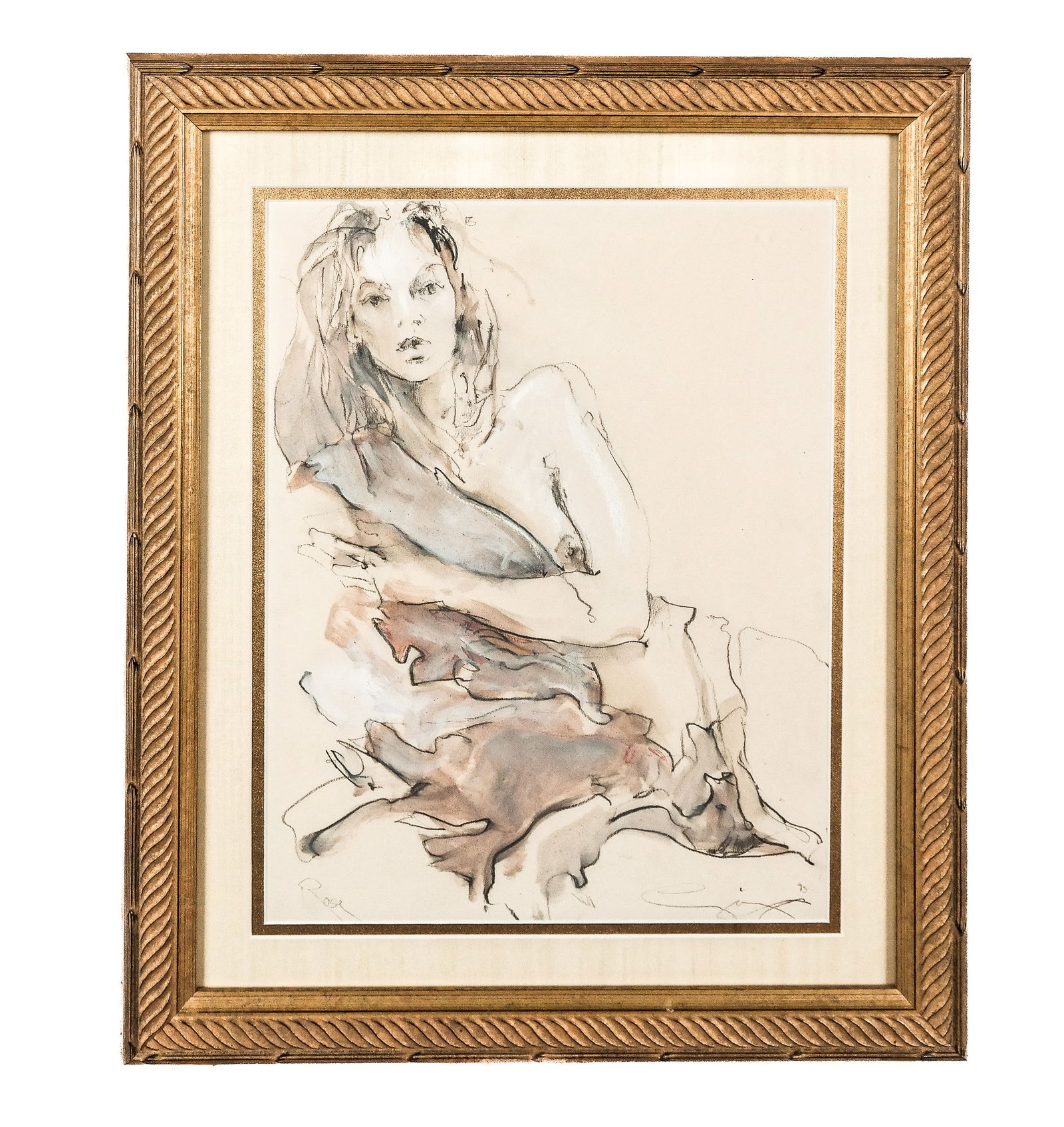 Jurgen GORG "Rose" Pastel on Paper: Jurgen Gorg (German, b. 1951) "Rose" pastel on paper, 1995, depicting a nude woman, titled "Rose" to lower right and signed Gorg and dated to lower right. [Sight: 13" H x 10.25" W; frame: 19" H x 15"