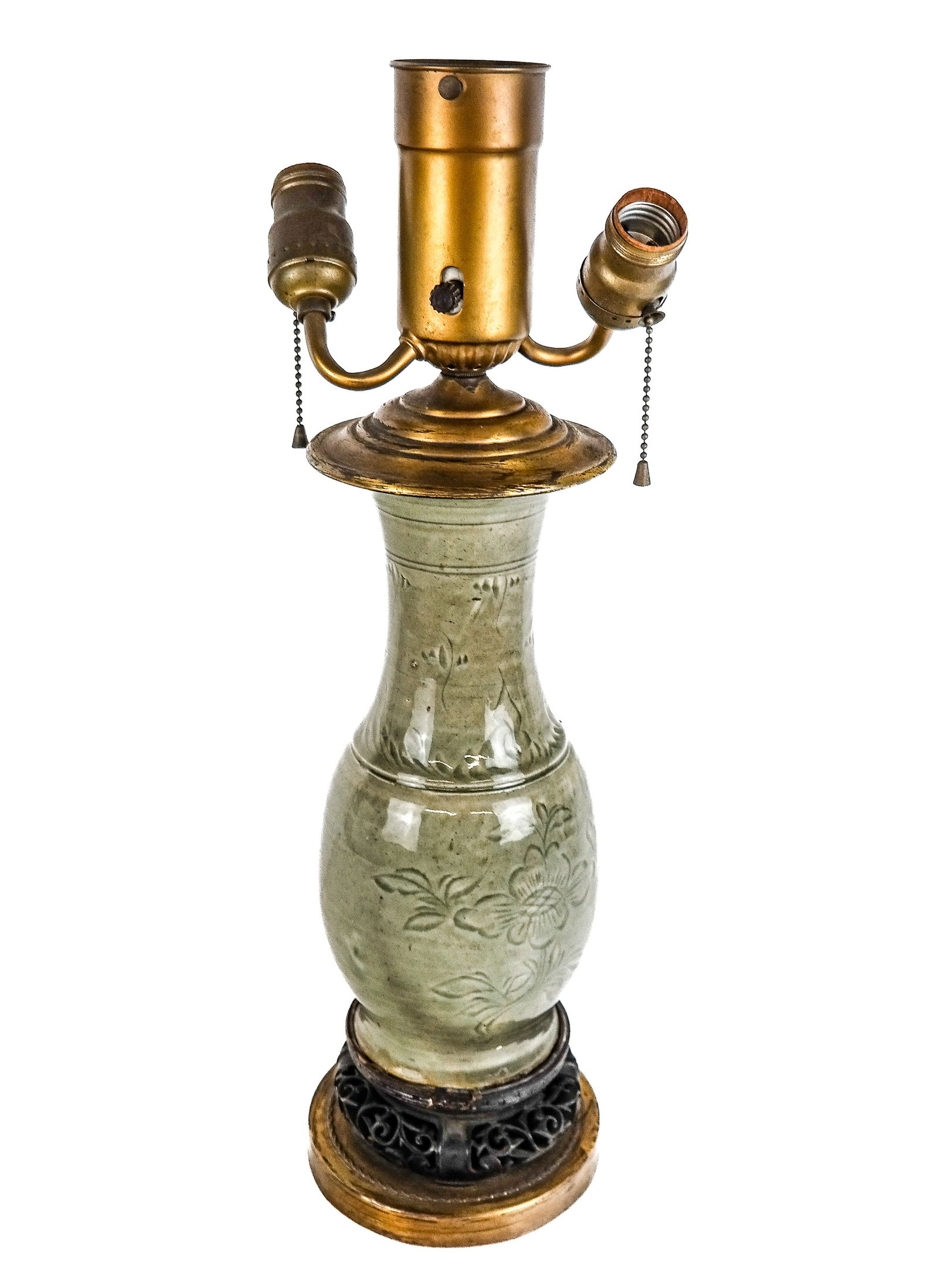 Chinese Celadon Vase Mounted as a Lamp (1 of 12)