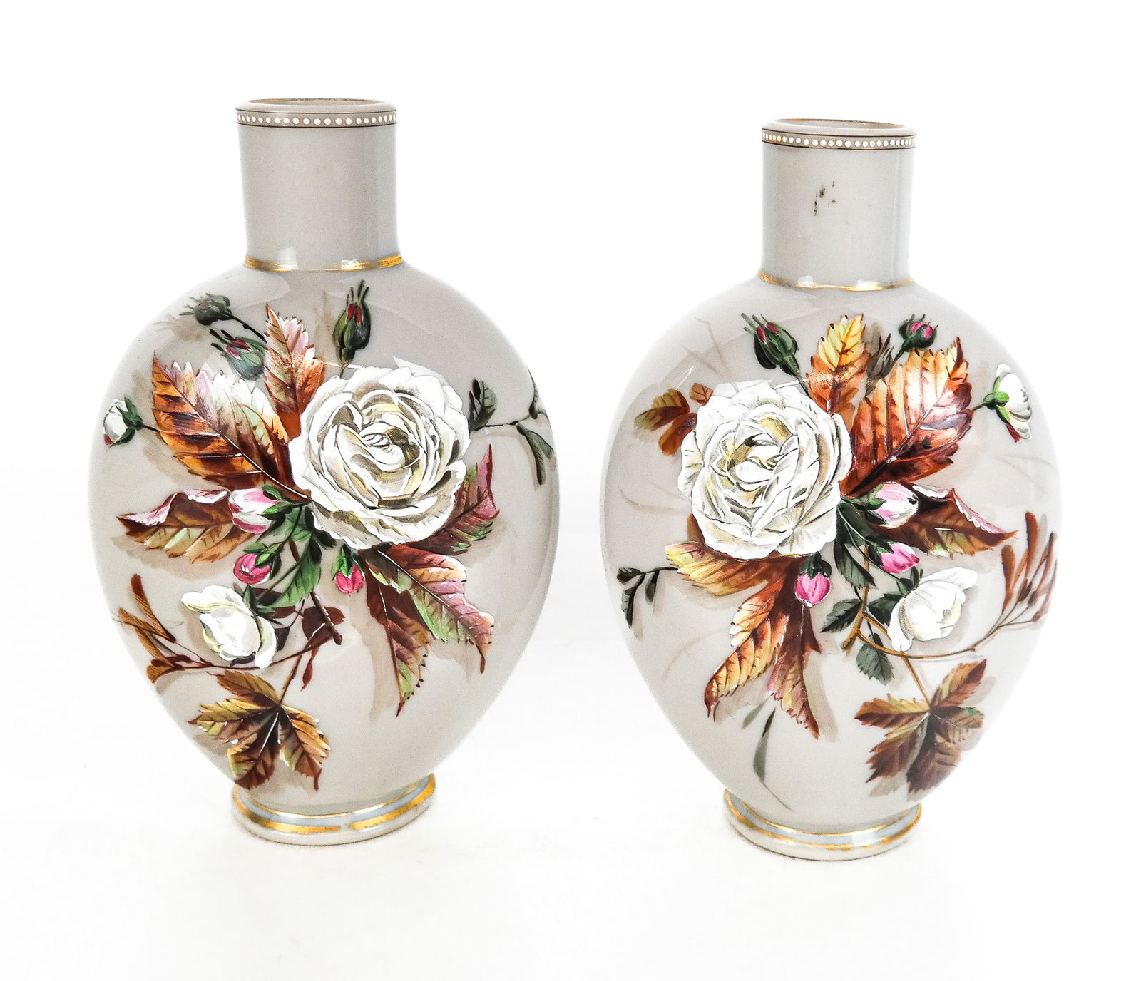 Pair of Hand-Painted Opaline Glass Vases (1 of 11)