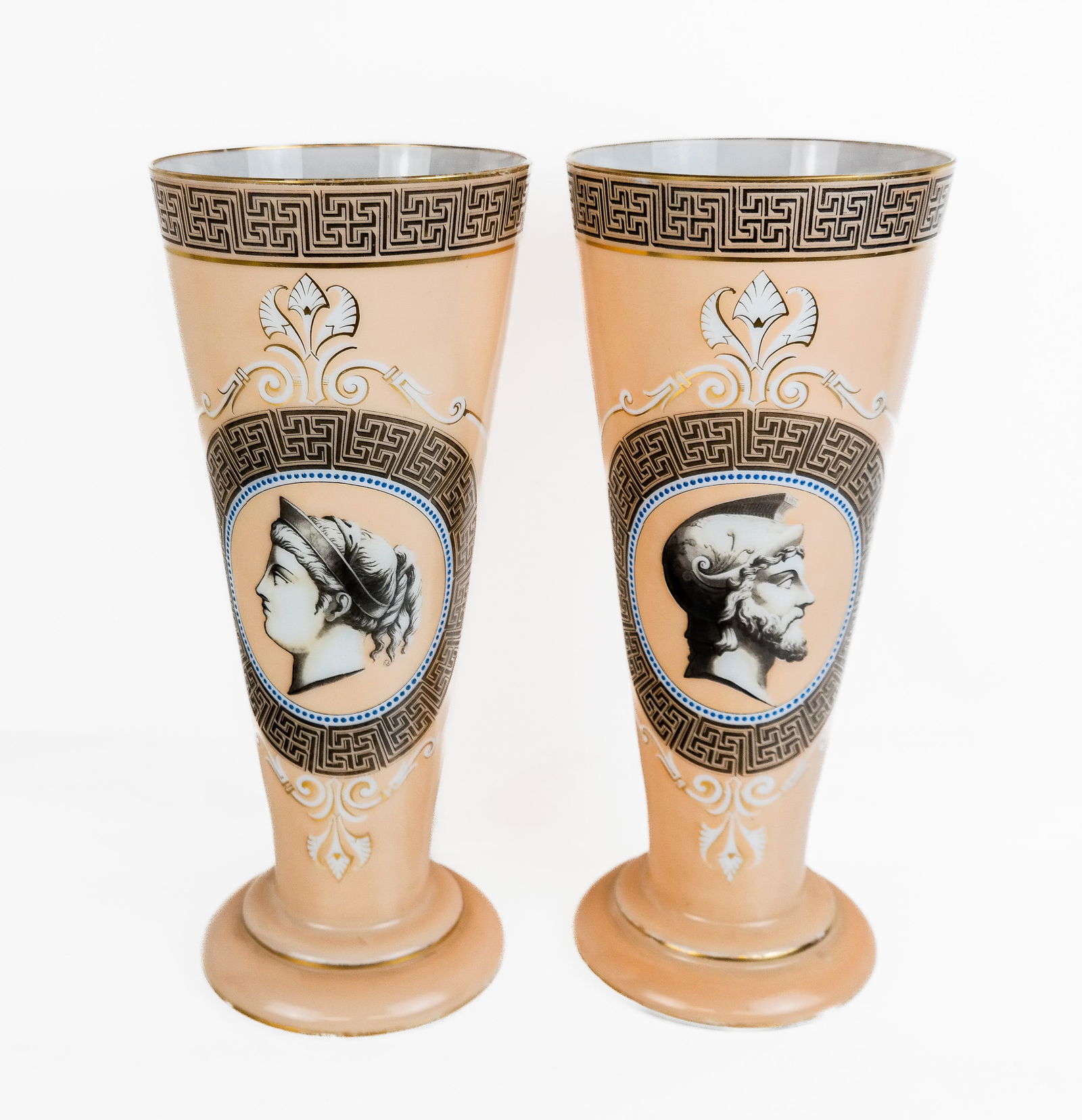 Pair of Neoclassical Decorated Opaline Vases (1 of 8)