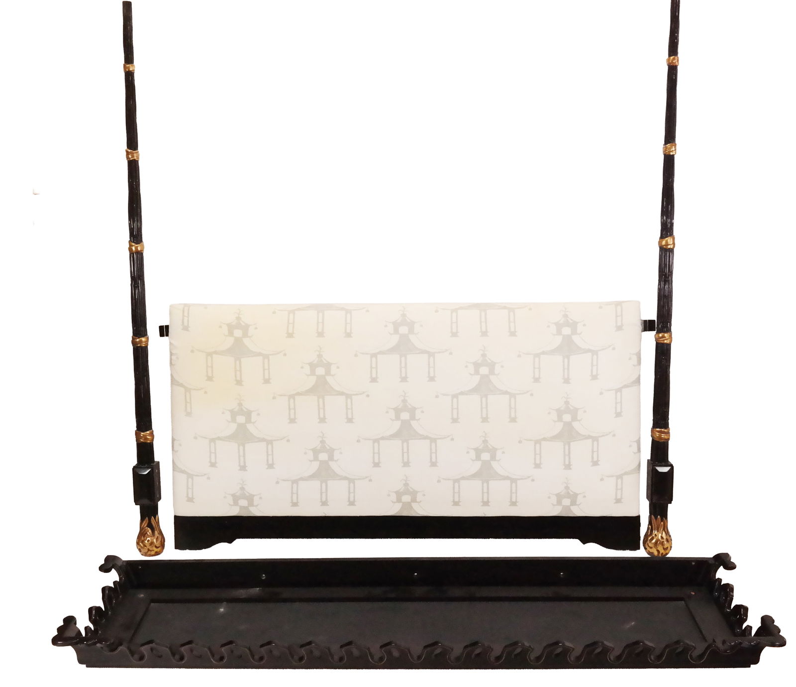 Hollywood Regency Chinoiserie Upholstered Headboard (1 of 19)