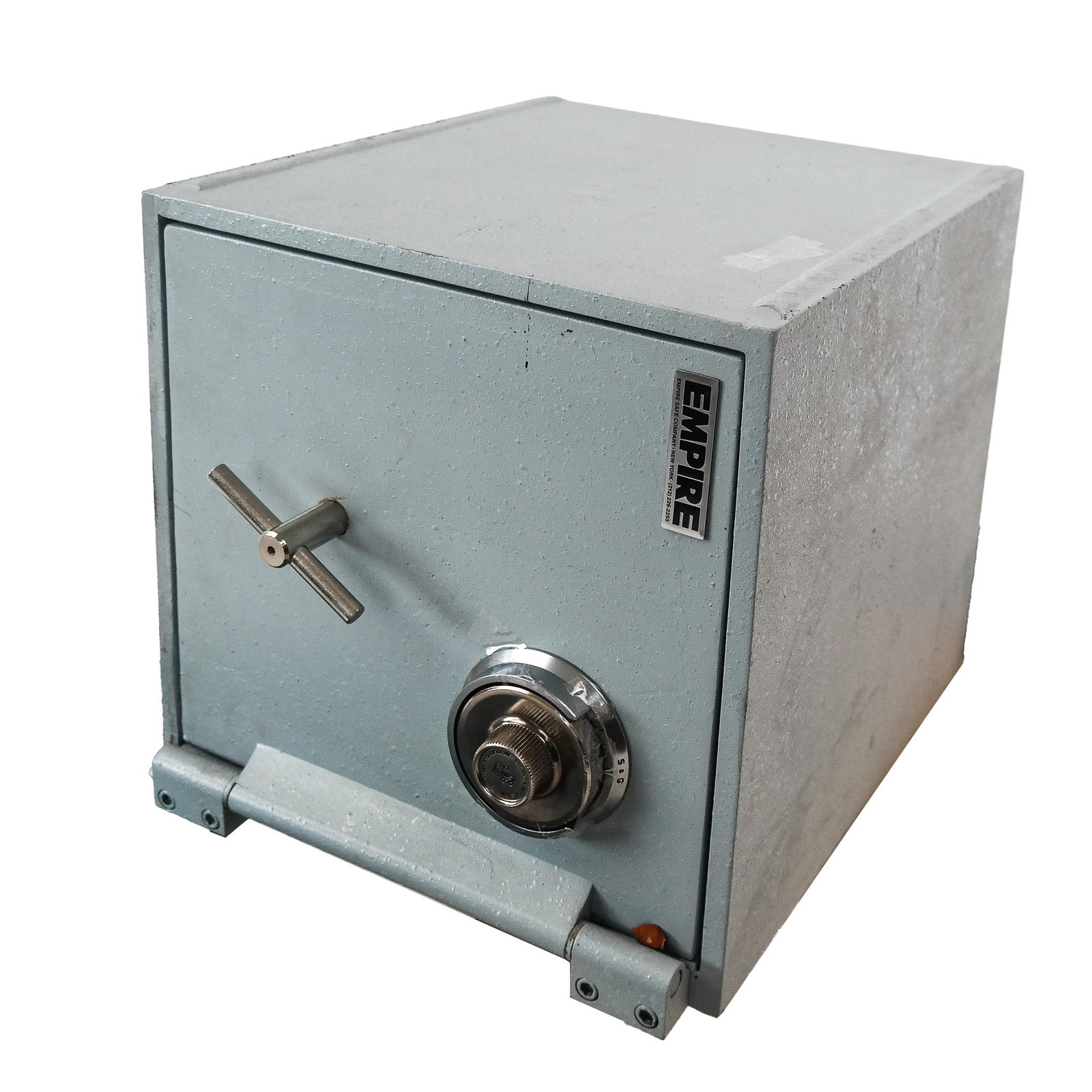 Empire Steel Safe: Empire Steel Safe with combination [14" H x 14" L x 16.5" D] Overall condition is good. Property of an important NY philanthropic family. Condition reports and requests for additional photos cannot be