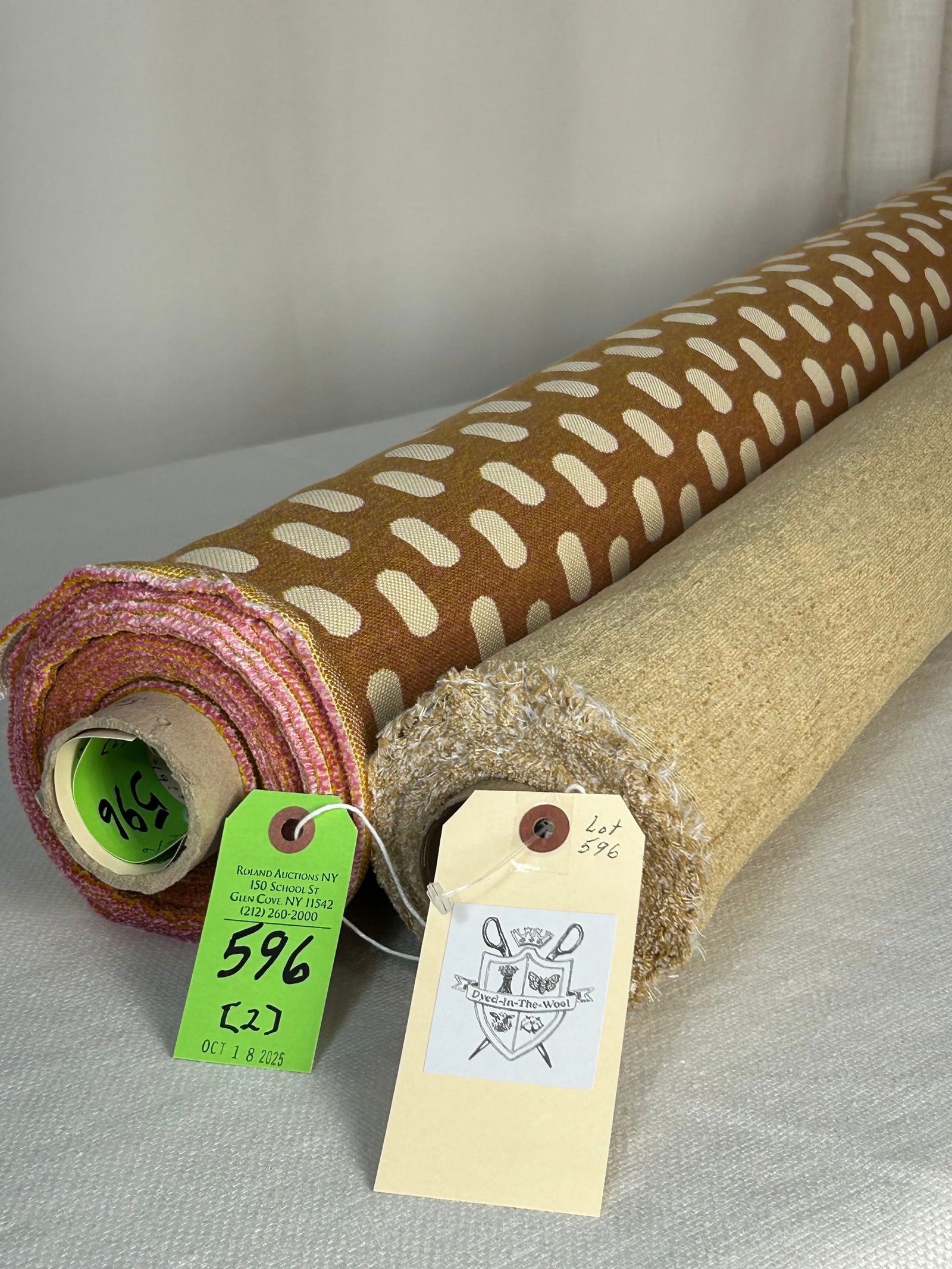 Sabrina Fay Braxton And Pierre Frey Fabrics: 1) 3 1/2 yards of S.F. Braxton's Cloth of Gold called "Chenille Sfumato" in straw gold, # COG6171, 57" width. The jacquard chenille has a subtle design repeat of 26" vertical by 28 1/2" horizontal. A