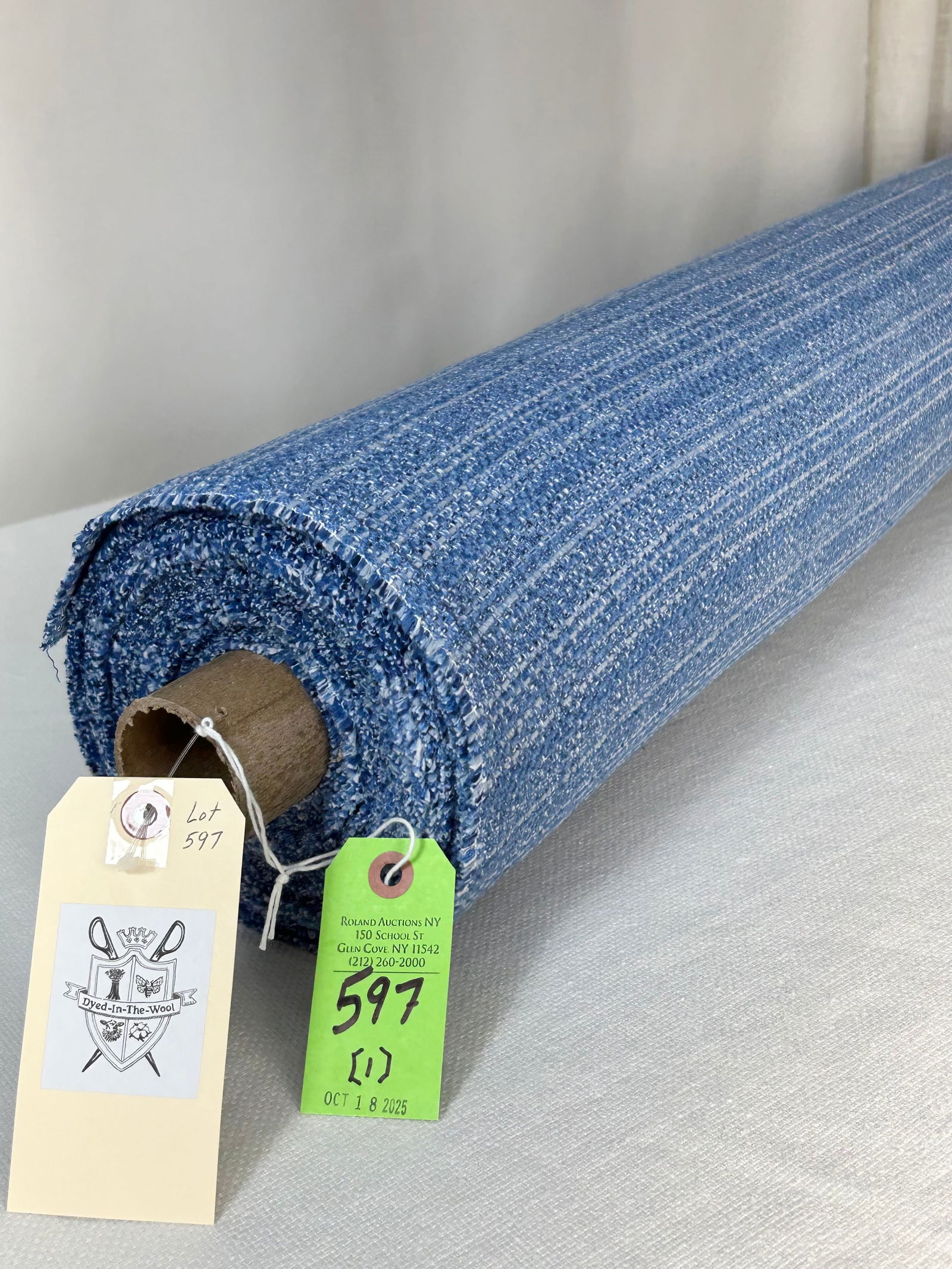 Perennial's "Homespun" Fabric in Blues And White: 14 yards of Perennial's performance fabric in solution-dyed acrylic called "Homespun" in "Outta The Blue", # 926-06, 55" width. Has a vertical repeat of 2 3/4". The added chenille creates a nice hand.