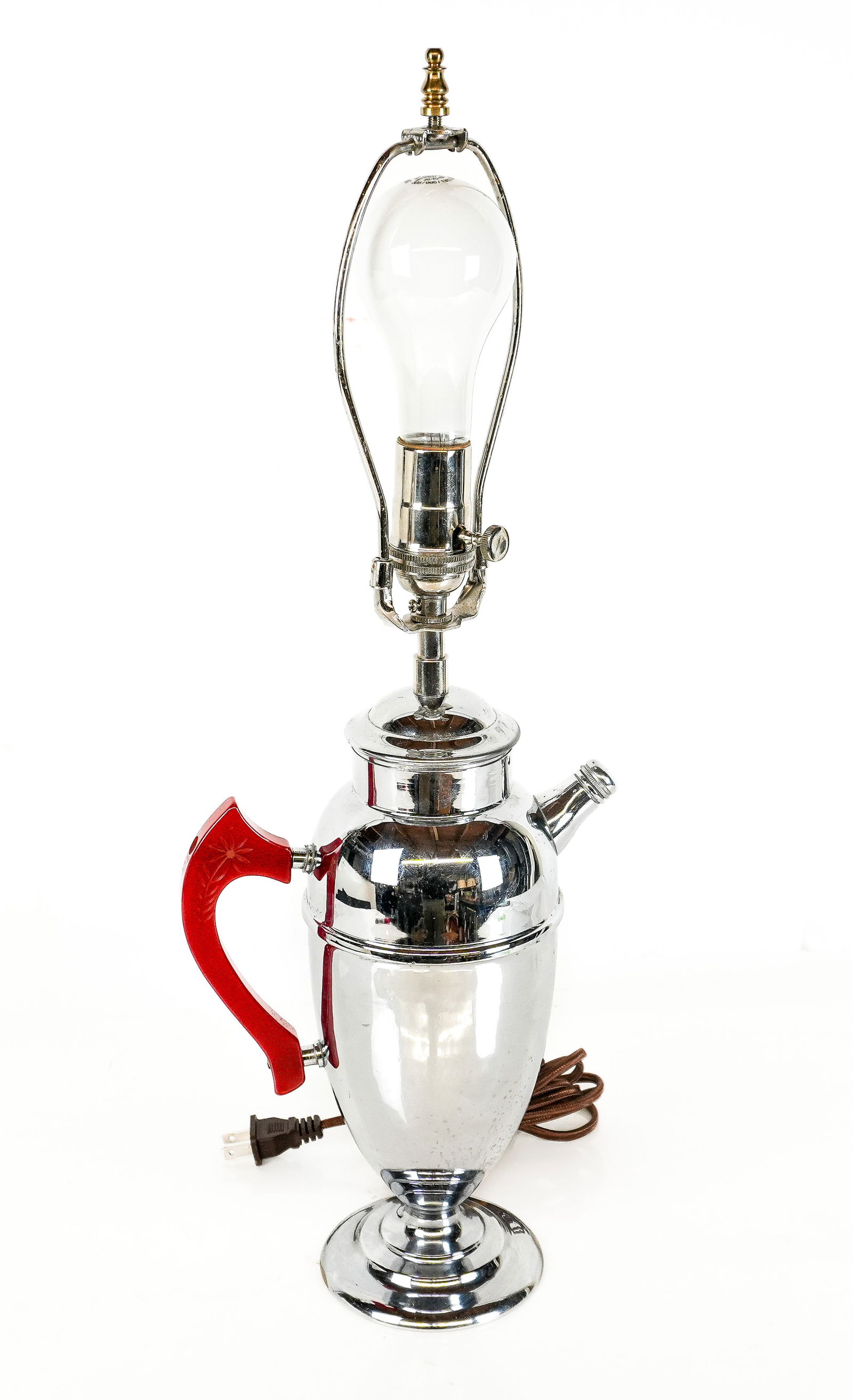 Chrome & Bakelite Cocktail Shaker Mounted as Lamp (1 of 13)