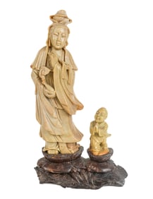 Chinese Carved Soapstone Figural Group
