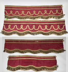 Set of 4 18th C. French Silk Damask Valances