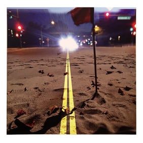 Photographic Print of Double Yellow Traffic Lines