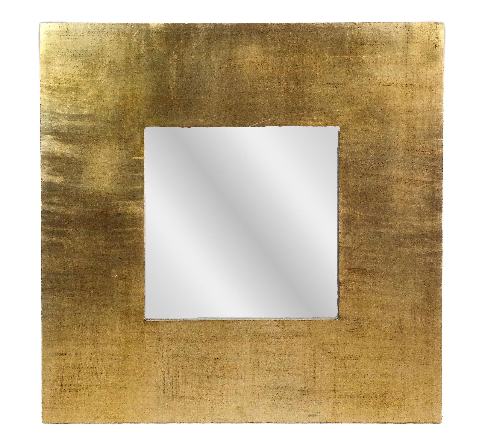 Contemporary Gold Crackled Mirror: Contemporary Gold Crackled Mirror. [32" sq.]. Overall good condition with small losses.