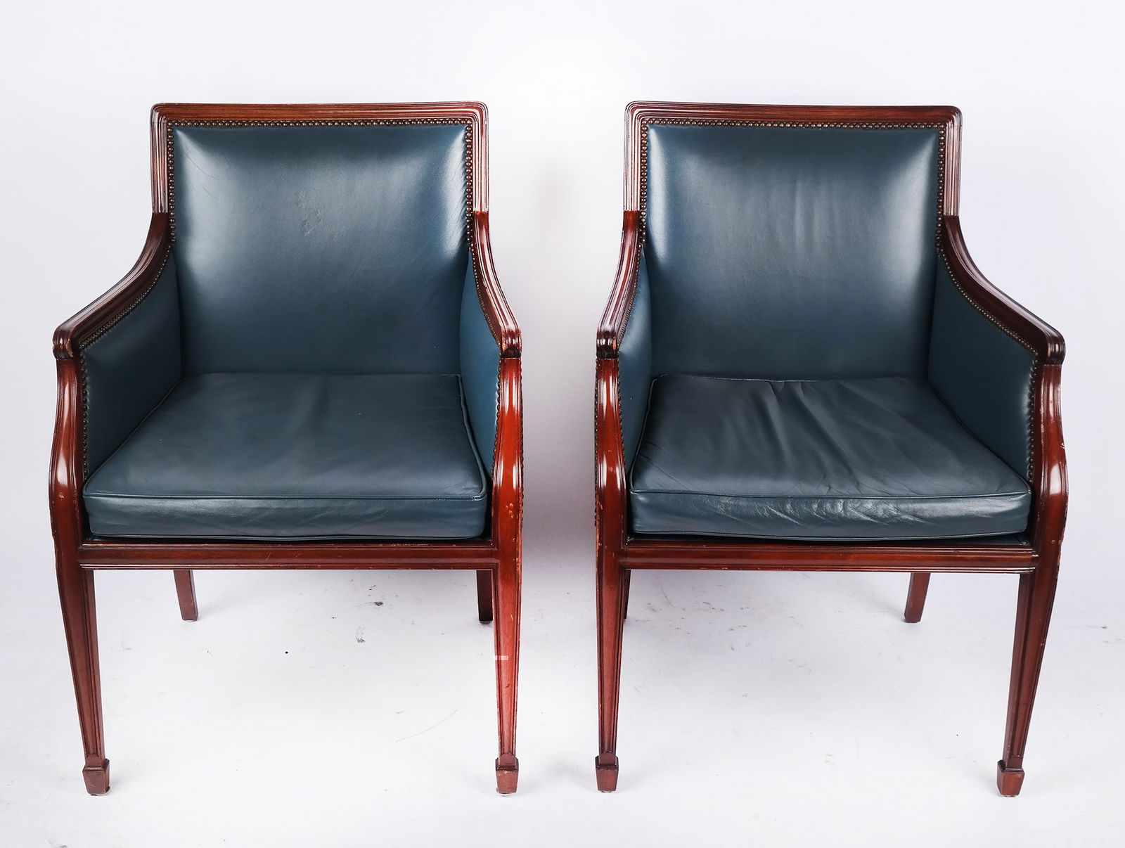 Pair of Smith & Watson Blue Upholstered Armchairs (1 of 12)