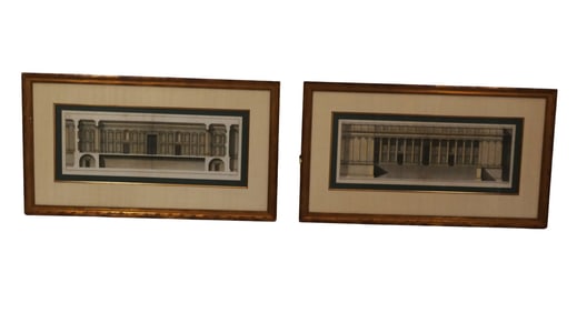 Pair of Hand-Colored Architectural Engravings