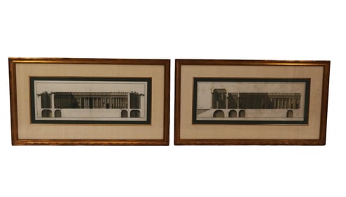 Pair of Hand-Colored Architectural Engravings