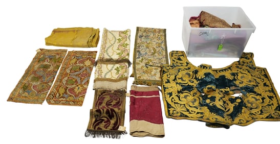 Large Lot of As-Is 18th-20th C. Upholstery Fabrics