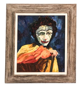 Clown Portrait - Framed Oil on Canvas
