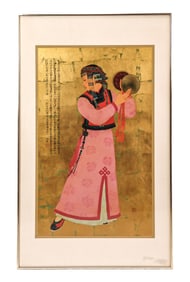 Mou-Sien TSENG: Musical Woman - Acrylic/Gold Leaf