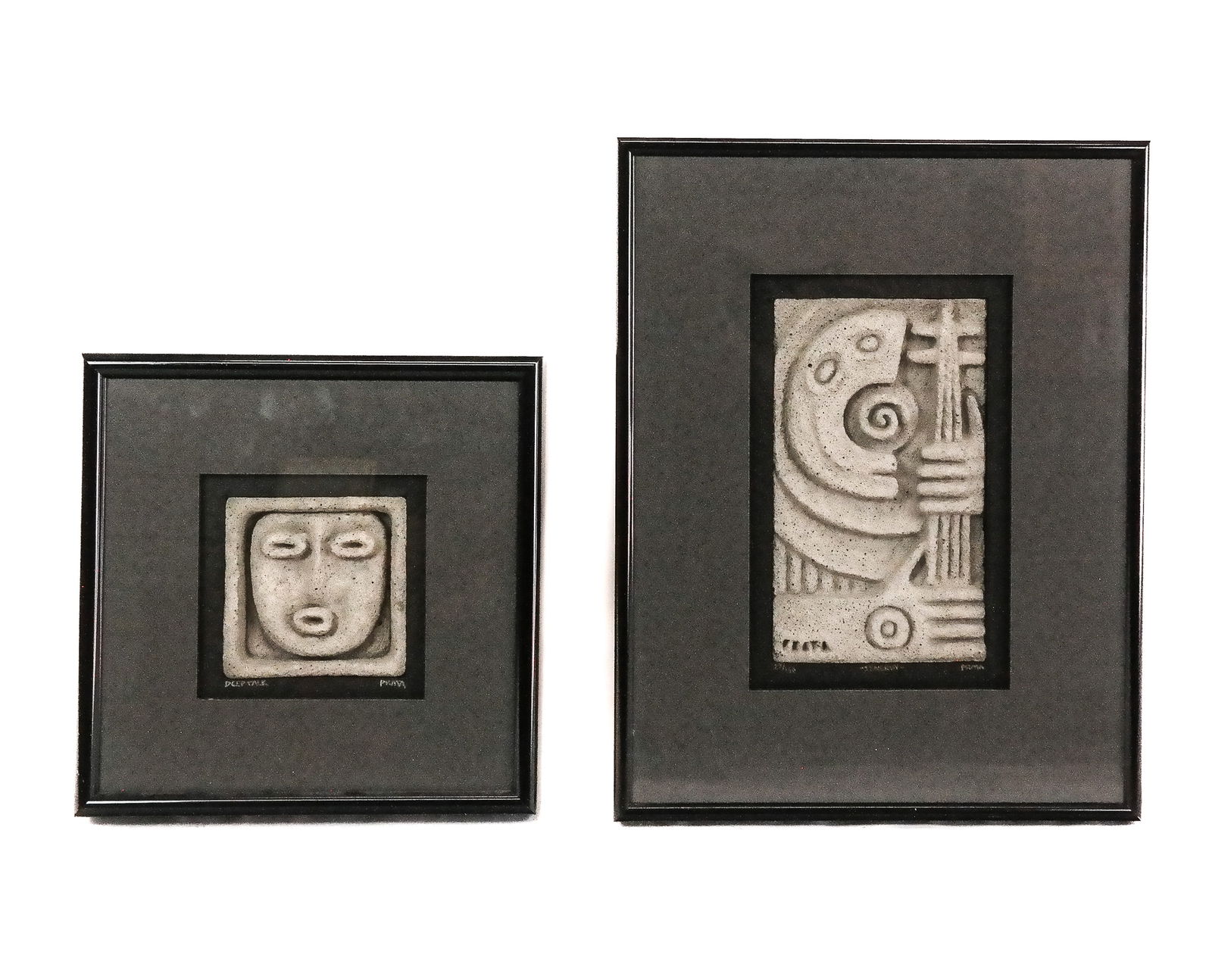 Ralph PRATA: Pair of Framed Concrete Sculptures (1 of 19)