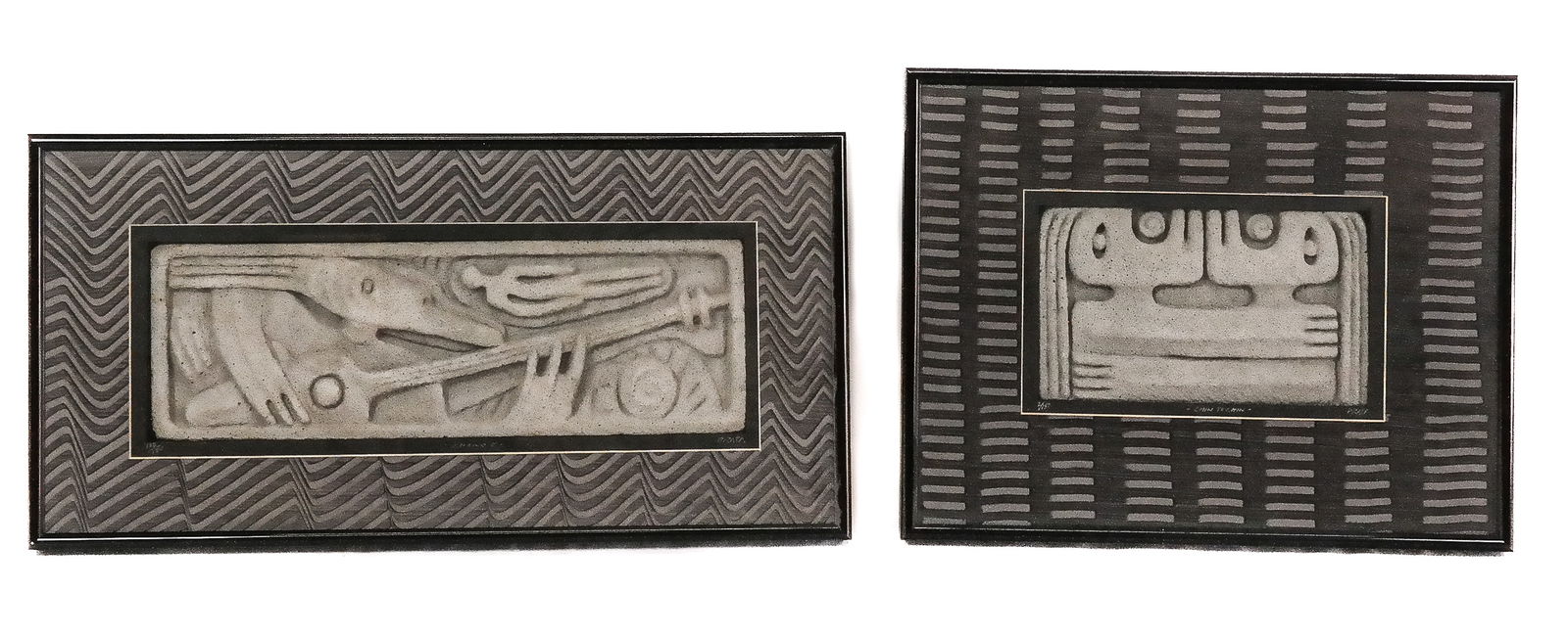 Ralph PRATA: Pair of Framed Concrete Sculptures (1 of 18)