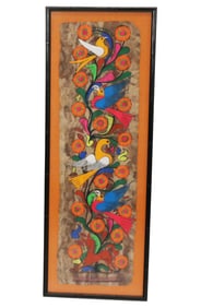 Vibrant Mexican Folk Art Amate Bark Painting