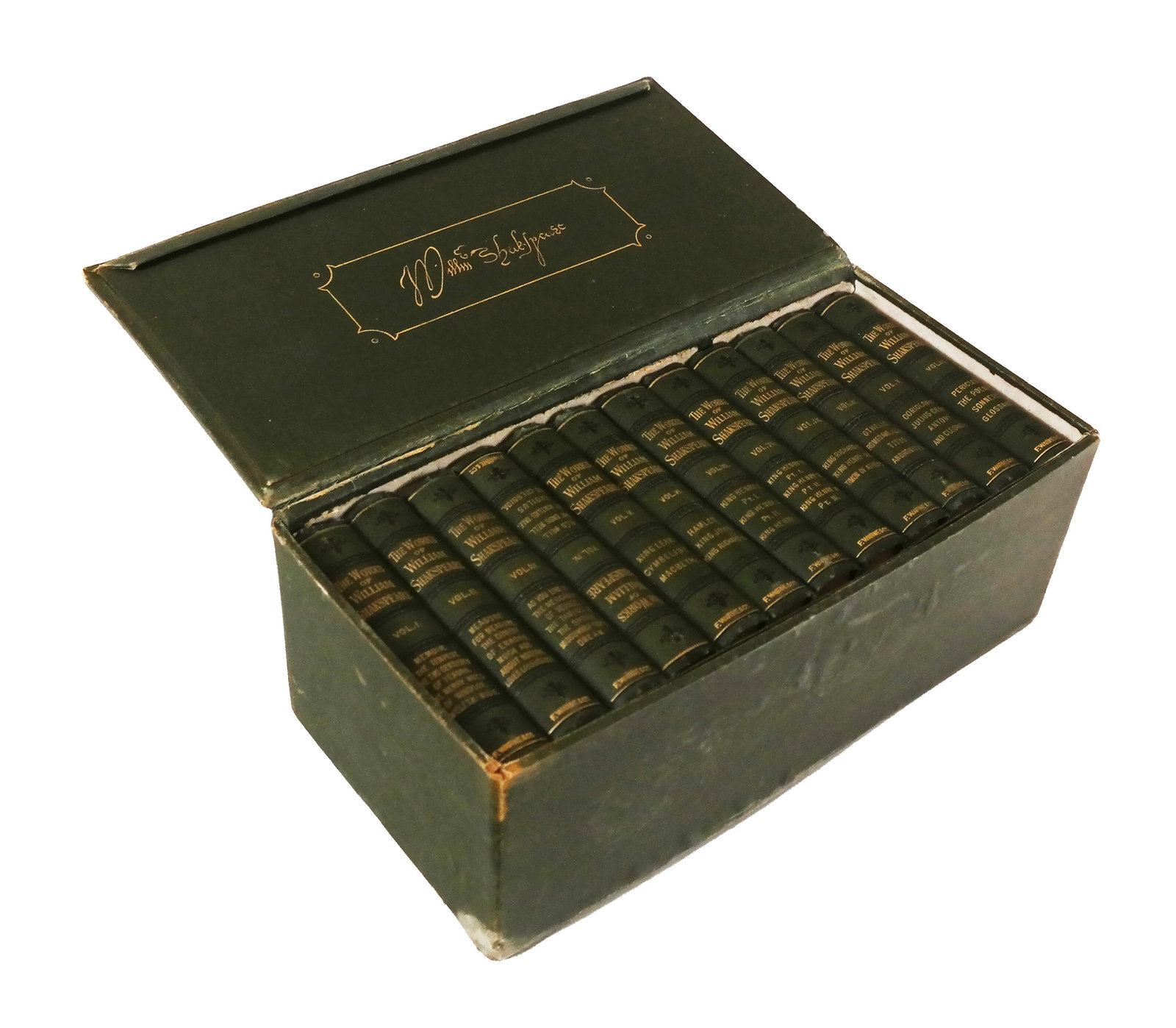 Small Boxed Set, The Works of William Shakespeare: Miniature boxed hardcover set, "'The Works of William Shakespeare' with Life and Glossary, Carefully Edited from the Best Texts, in Twelve Volumes" (The Bedford Edition), published by Frederick Warne 