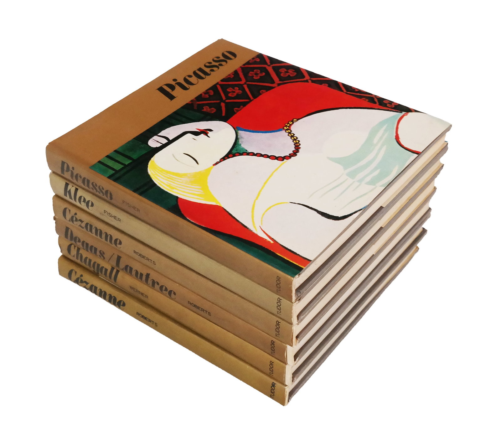 Collection of 6 Diminutive Art Books: Collection of Six Diminutive Art Books, artists include: Picasso, Klee, Cezanne (2), Degas/Lautrec, and Chagall. [7" H x 6.25" W]. Worn, as-is condition.