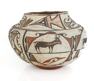 Zuni Pueblo Polychrome Decorated Tai-Lai Water Jar