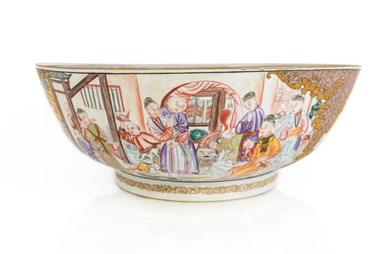 Chinese Qing Dynasty Famille Rose Punch Bowl