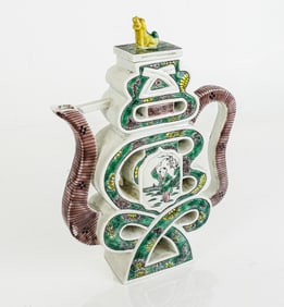 Chinese Famille Vert Puzzle Teapot