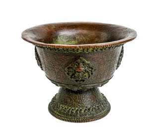 Tibetan Bronze Buddhist Offering Bowl
