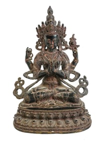 Tibetan Bronze Chaturbhuja Avalokiteshvara Statue