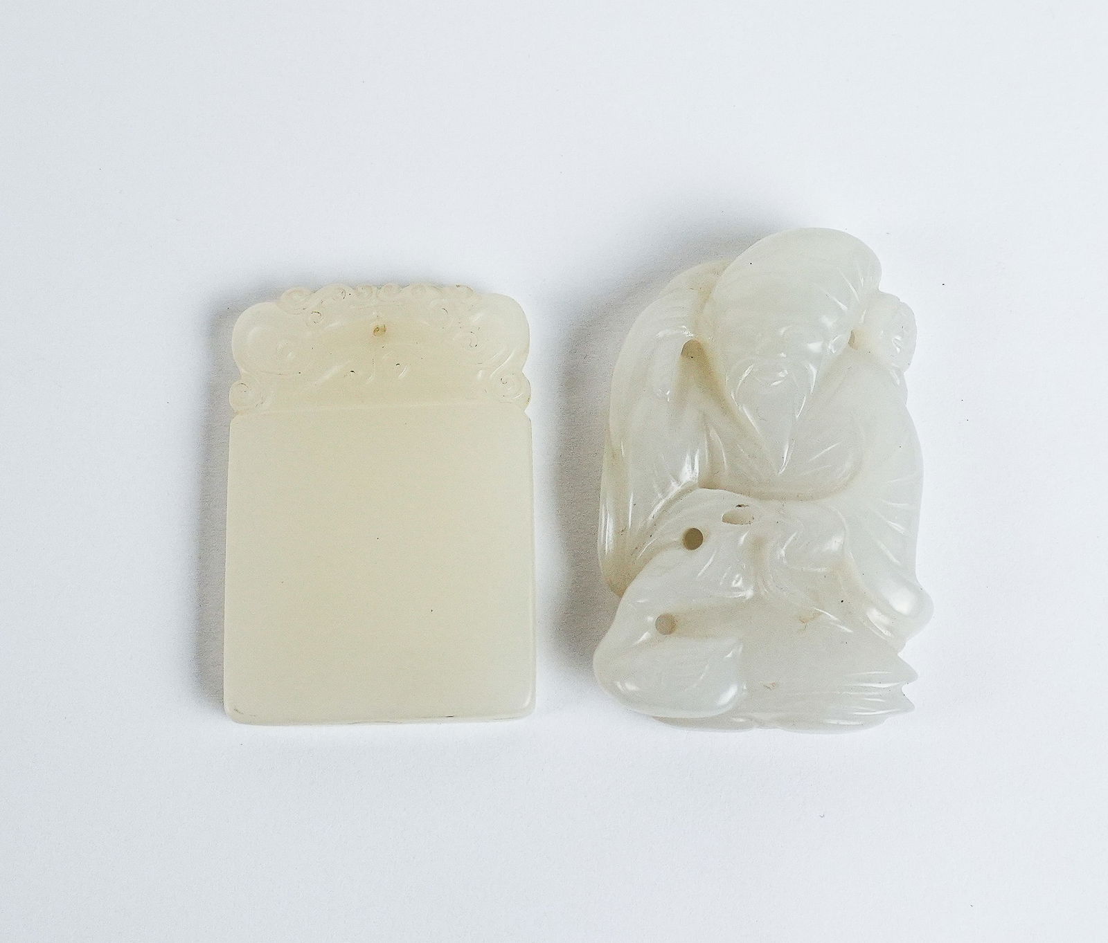 Chinese Carved White Jade Articles, 2 (1 of 10)