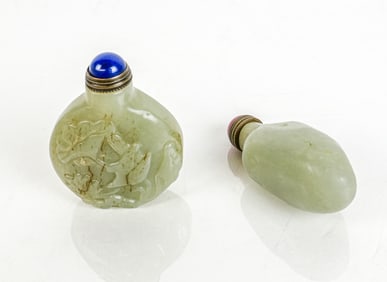 Chinese Qing Dynasty Carved Jade Snuff Bottles, 2
