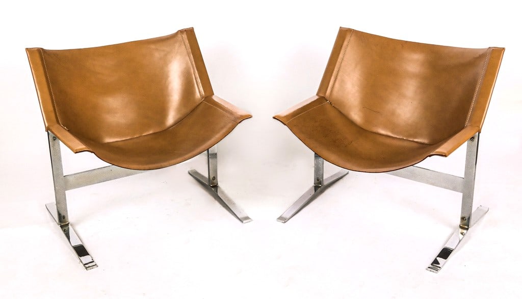 Clement Meadmore Leather "248" Sling Chairs, Pair (1 of 12)