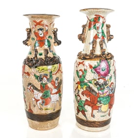 Chinese Qing Dynasty Famille Vert Vases, 2