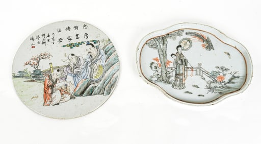 Chinese Porcelain Plaque and a Tray