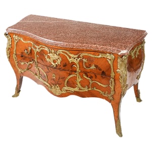 Louis XV Marquetry and Marble Top Commode