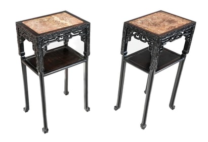 Pair Of Chinese Marble Inset Tables