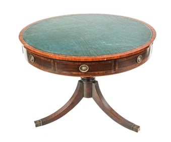 Hepplewhite Leather Top Drum Table