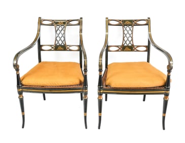 Pair Of Regency Stenciled Armchairs