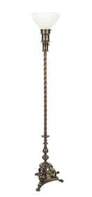French Bronze Twist-Form Floor Lamp