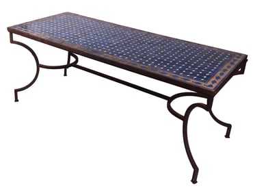 Antique Mosaic Tile and Iron Outdoor Table