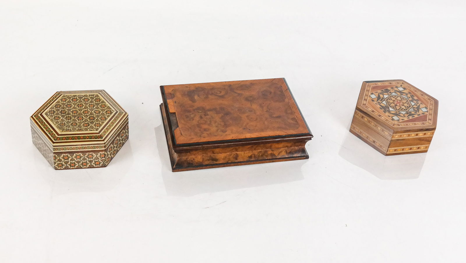 English Burlwood Cigarette Box and Two Others (1 of 12)