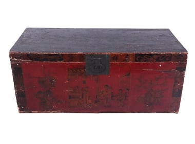 Antique Chinese Chinoiserie Trunk