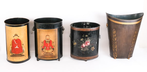 Four Tin Wastepaper Baskets