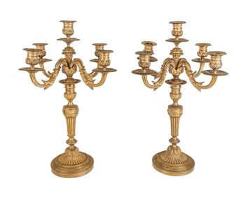 Pair of Louis XVI Gilt Bronze Candelabra