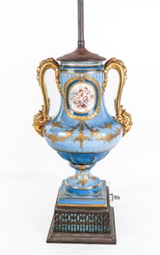 Sevres Style Porcelain Urn Form Lamp