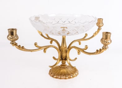 Val St. Lambert Glass and Brass Centerpiece